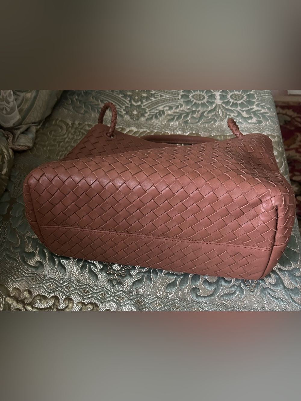 Quince Woven Leather Tote - Cognac Brown - Picture 9 of 13